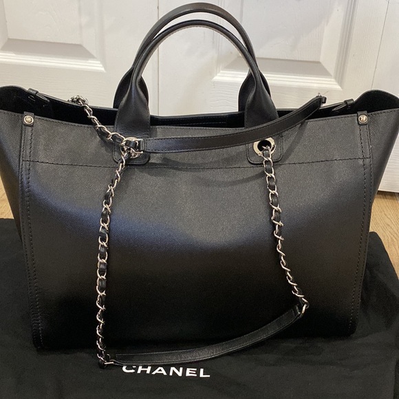 Chanel Caviar Leather Studded Deauville Tote - Picture 3 of 4